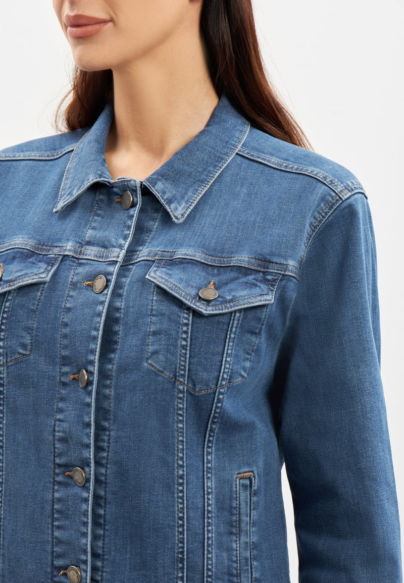 Marie Denim Jacket LS - Blue Denim